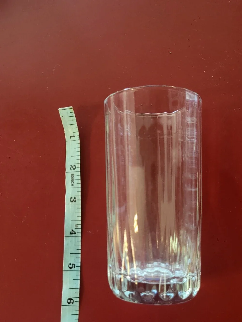 Set Of 5 Ribbed Water Glasses Approximately 6 Inches Tall Glass Vintage